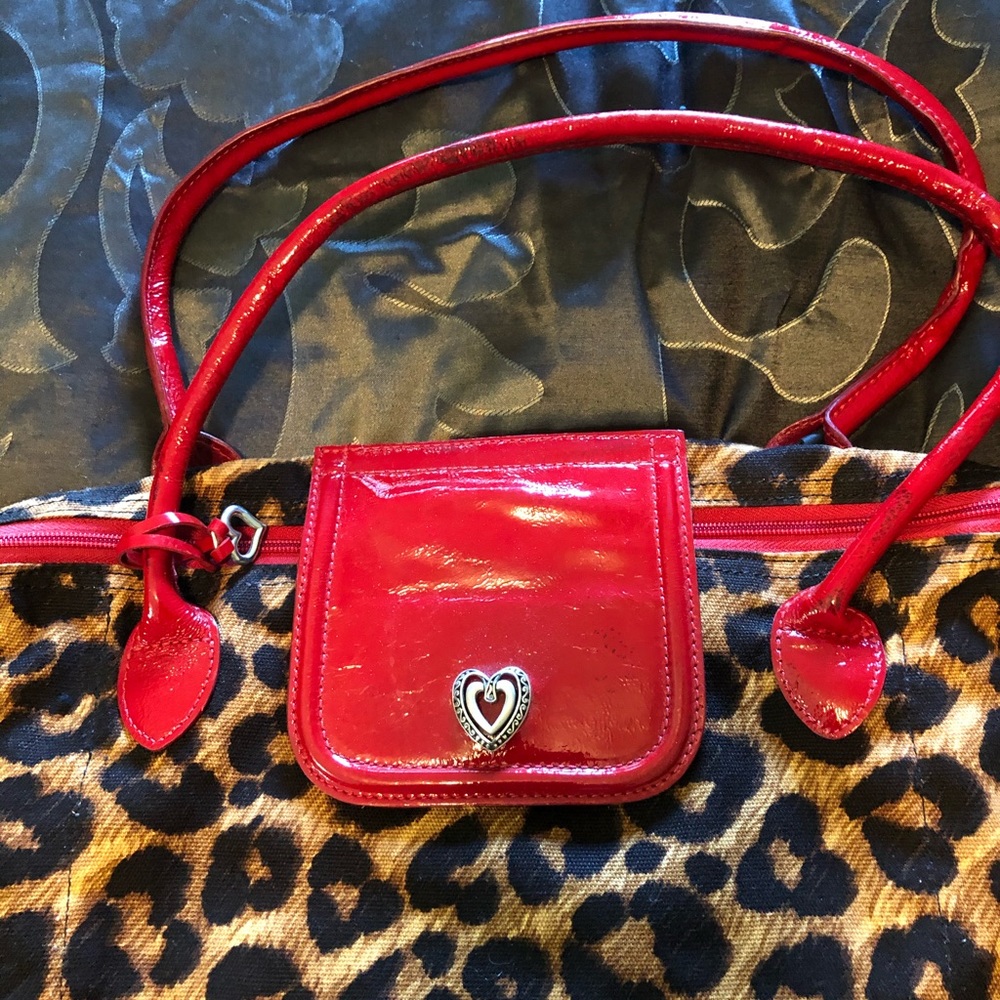 Brighton Leopard and Red Patent Trim Tote Bag 💗